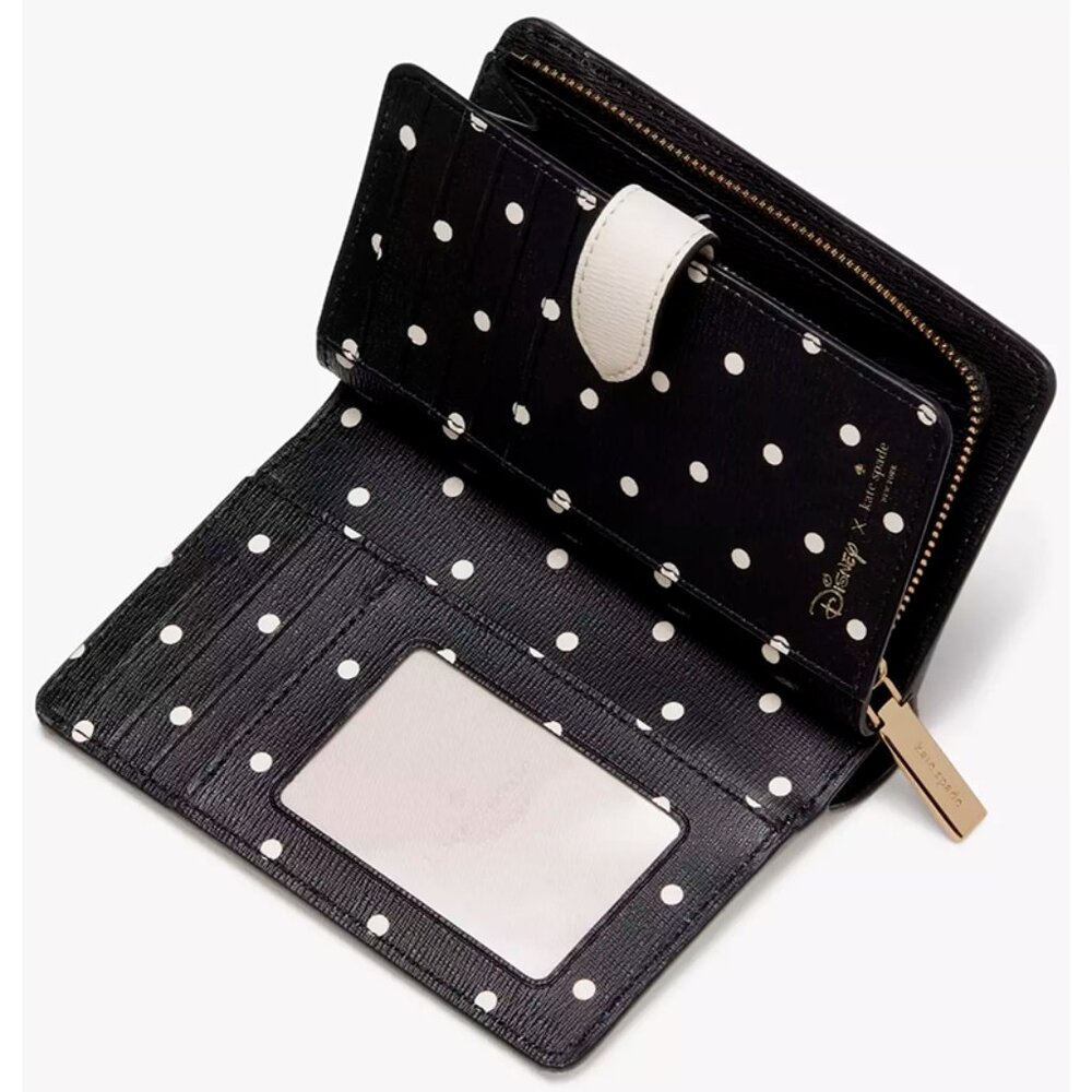 S Kate Spade Disney Minnie Mouse Compact Bifold Wallet Ivory White KG656 NWT - Picture 5 of 16